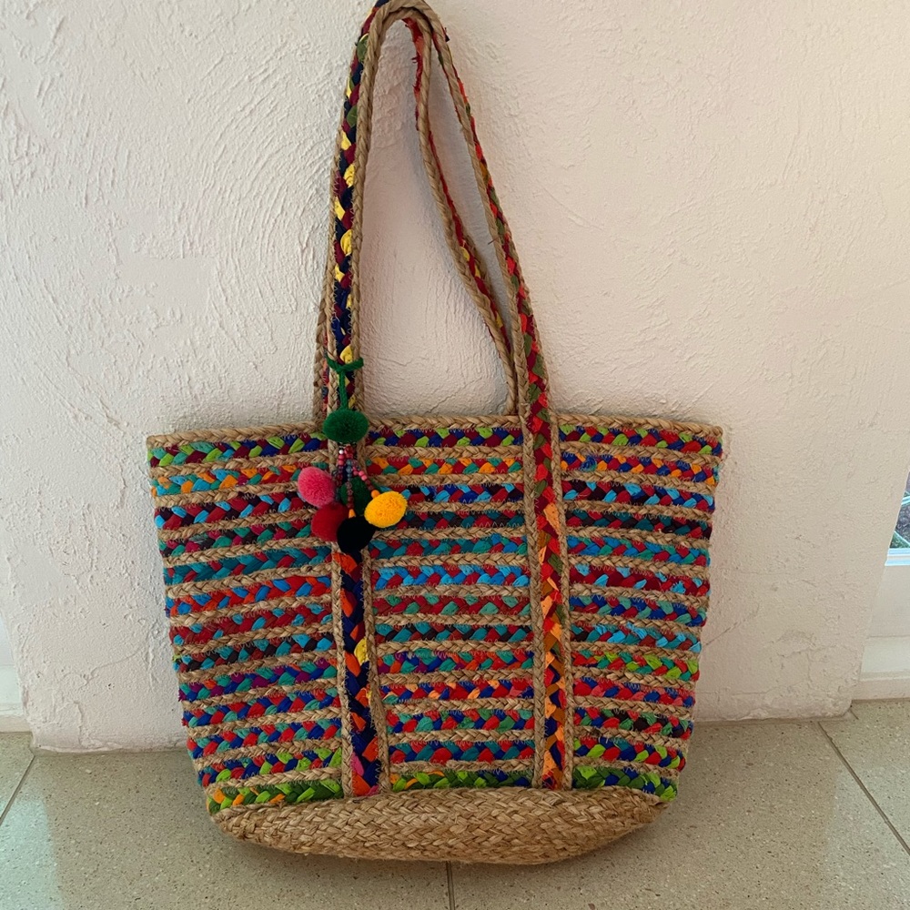 🔥America & Beyond🔥 Multi color Jute Tote